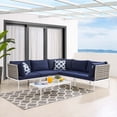 thumbnail image 1 of Modway Harmony 6-Piece  Sunbrella® Basket Weave Outdoor Patio Aluminum Sectional Sofa Set in Tan Navy, 1 of 13