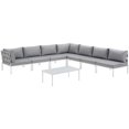 thumbnail image 1 of Modway Harmony 8-Piece Outdoor Patio Aluminum Sectional Sofa Set in White/Gray, 1 of 7