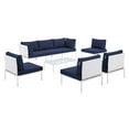 thumbnail image 1 of Modway Harmony 8-Piece  Sunbrella® Outdoor Patio Aluminum Sectional Sofa Set in White Navy, 1 of 10
