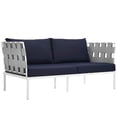 thumbnail image 1 of Modway Harmony Outdoor Patio Aluminum Loveseat in White Navy, 1 of 3