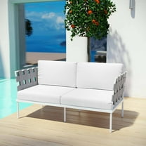 Modway Harmony Outdoor Patio Aluminum Loveseat in White White