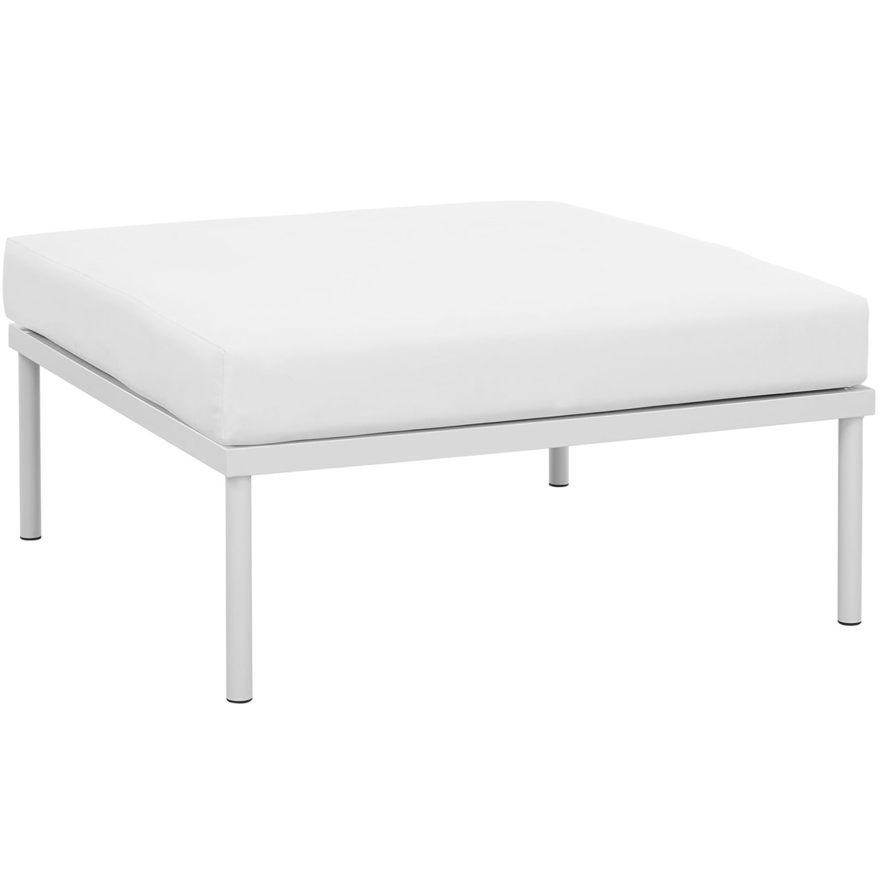 Modway Harmony Outdoor Patio Aluminum Fabric Ottoman in White/White - image 1 of 4