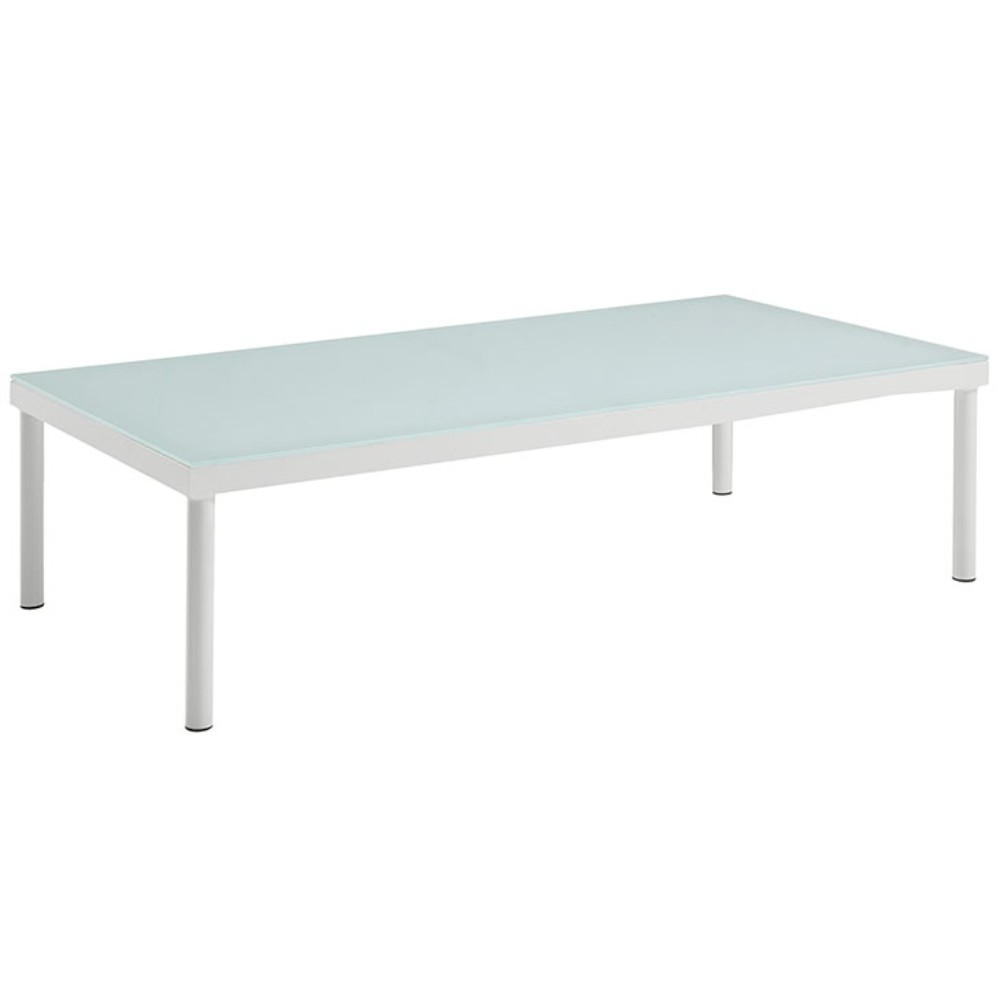 Modway Harmony Outdoor Patio Aluminum and Glass Coffee Table in White - image 1 of 4