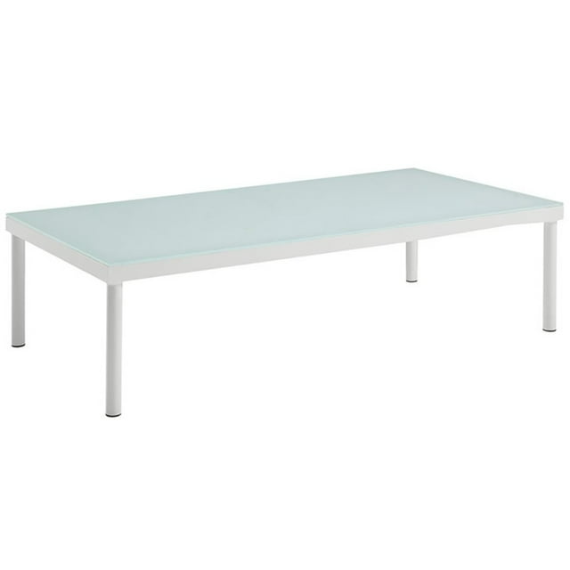 Modway Harmony Outdoor Patio Aluminum and Glass Coffee Table in White