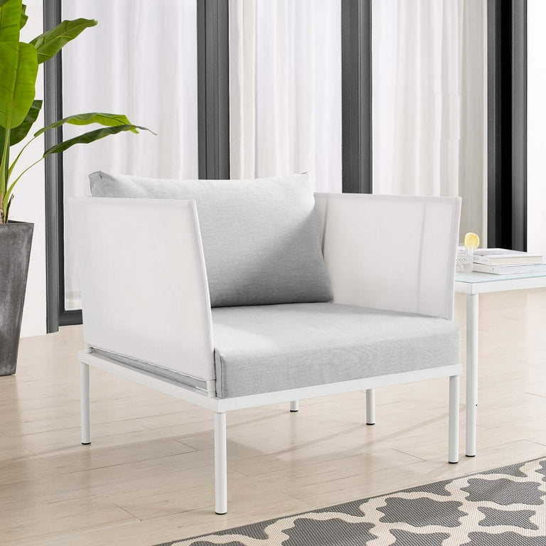 Modway Harmony Sunbrella Outdoor Patio Aluminum Armchair in White Gray