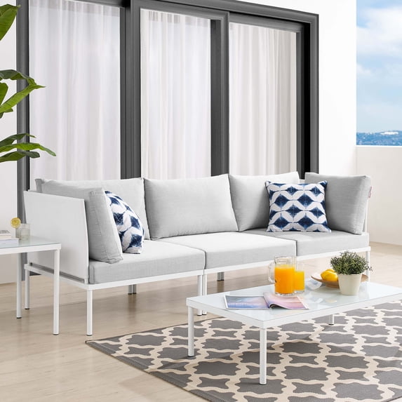 Modway Harmony Sunbrella® Outdoor Patio Aluminum Sofa in White Gray