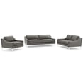 thumbnail image 1 of Modway Harness 3-Piece Stainless Steel & Leather Sofa Set in Gray, 1 of 8