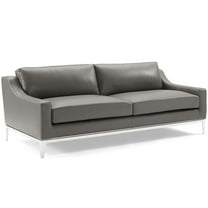 Modway Harness 83.5" Modern Stainless Steel and Leather Sofa in Gray