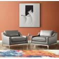 thumbnail image 1 of Modway Harness Stainless Steel Base Leather Armchair Set of 2 in Gray, 1 of 4
