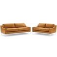 thumbnail image 1 of Modway Harness Stainless Steel Base Leather Sofa and Loveseat Set in Tan, 1 of 6