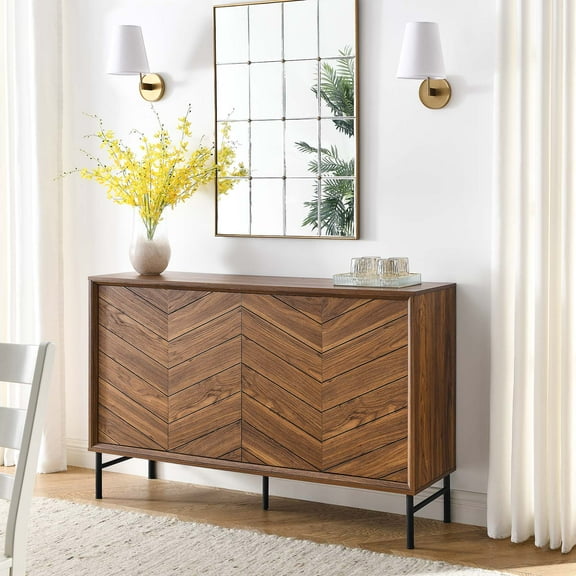 Modway Harper Chevron Durable Modern Sideboard, Wood Walnut