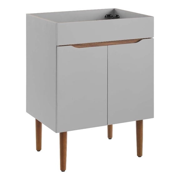 Modway Harvest 24" Mahogany Wood Bathroom Vanity Cabinet in Gray/Walnut