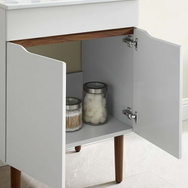 Modway Harvest 24" Mahogany Wood Bathroom Vanity Cabinet in Gray/Walnut