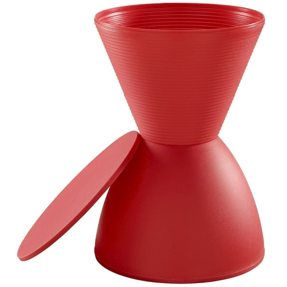 Modway Haste 17" Modern Polypropylene Plastic Storage Stool in Red