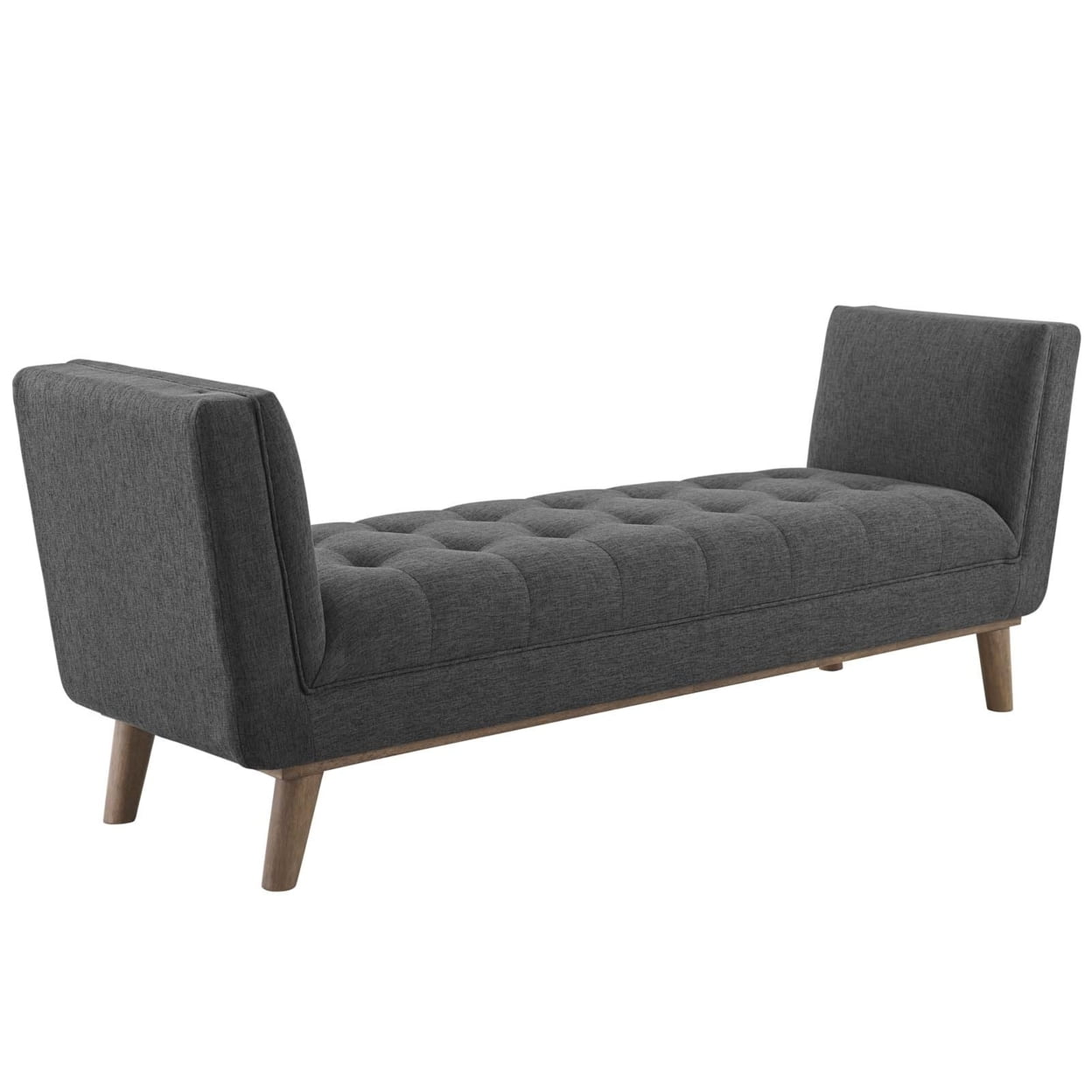 Haven Gray Tufted Upholstered Fabric Accent Bench