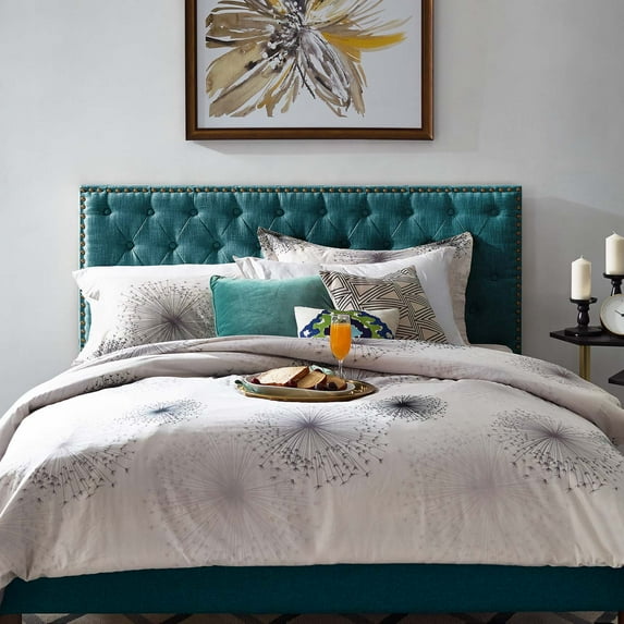 Modway Helena Tufted Twin Upholstered Linen Fabric Headboard in Teal