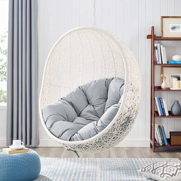 Modway Hide Sunbrella® Fabric Swing Outdoor Patio Lounge Chair Without Stand in White Gray