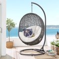 thumbnail image 1 of Modway Hide Modern Rattan/Fabric Outdoor Swing Chair with Stand in Gray/White, 1 of 8
