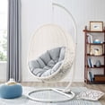 thumbnail image 1 of Modway Hide Modern Rattan/Fabric Outdoor Swing Chair with Stand in White/Gray, 1 of 8