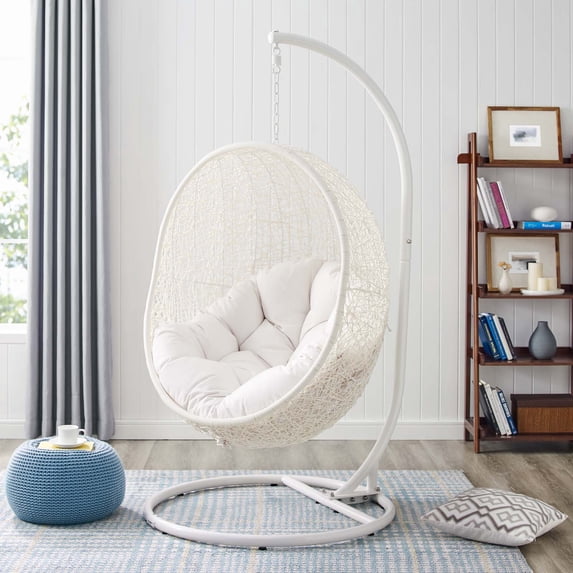Modway Hide Outdoor Patio Sunbrella® Swing Chair With Stand in White White