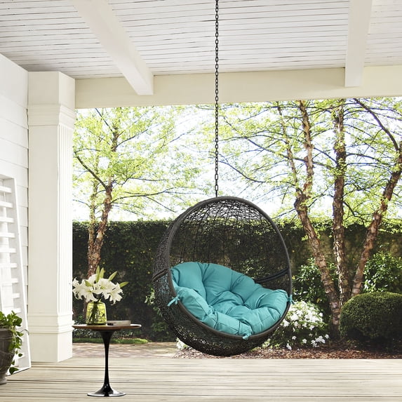 Modway Hide Outdoor Patio Swing Chair Without Stand in Gray Turquoise