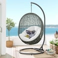 thumbnail image 1 of Modway Hide Steel Rattan Outdoor Patio Swing Chair with Stand in Gray/White, 1 of 7