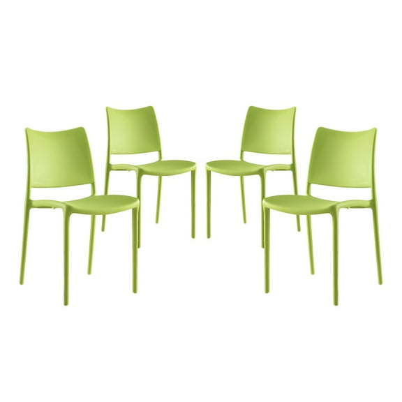 Modway Hipster Dining Side Chair Set of 4 in Green