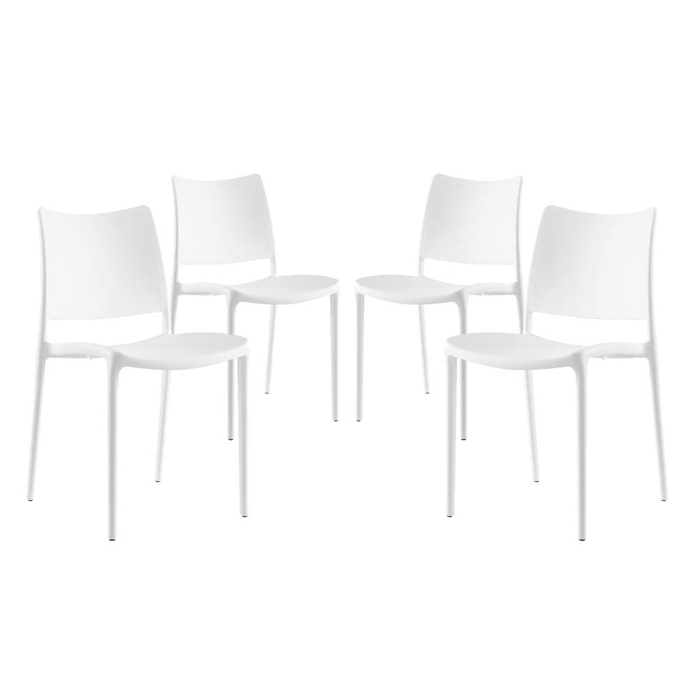 White Stackable Plastic Side Chair Set of 4