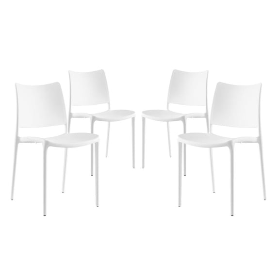Modway Hipster Polypropylene Plastic Dining Side Chair in White (Set of 4)