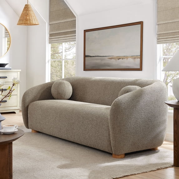 Holland 85" Chenille Fabric Sofa in Taupe