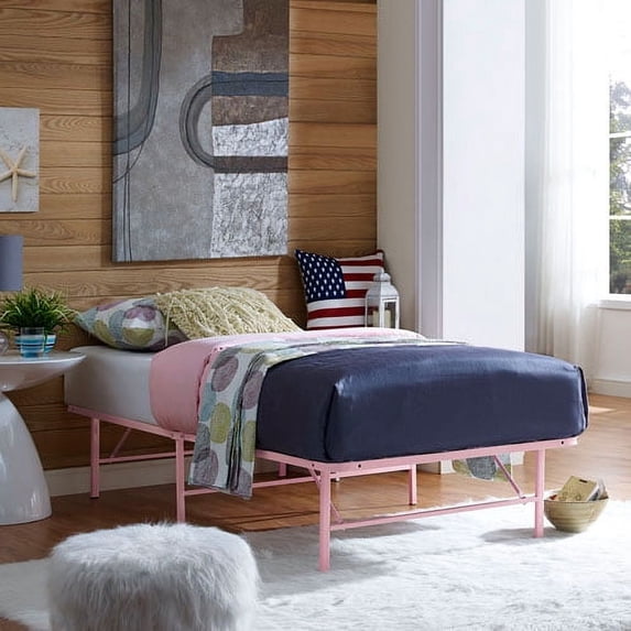 Modway Horizon Twin Stainless Steel Bed Frame in Pink