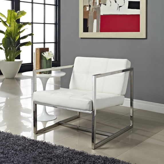 Modway Hover Upholstered Vinyl Lounge Chair in White