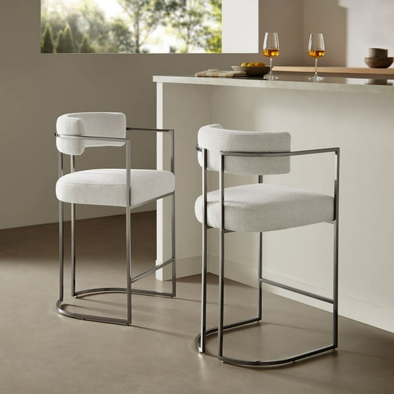 Modway Huron Counter Stool in Silver Cream