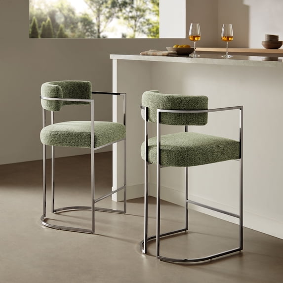 Modway Huron Counter Stool in Silver Leaf