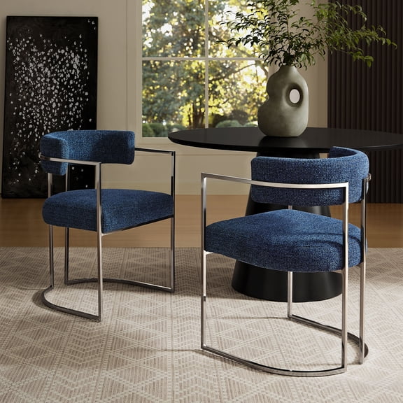 Modway Huron Dining Accent Chair in Silver Navy