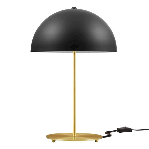 Modway Ideal 1-Light Modern Metal Table Lamp in Black/Satin Brass
