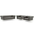 thumbnail image 1 of Modway Idyll Tufted Upholstered Leather 3 Piece Set in Gray, 1 of 6