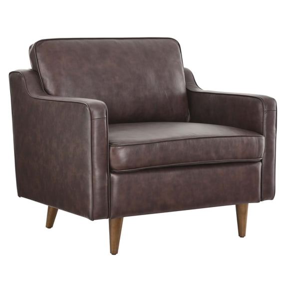 Modway Impart Modern Genuine Leather Upholstered Armchair in Brown