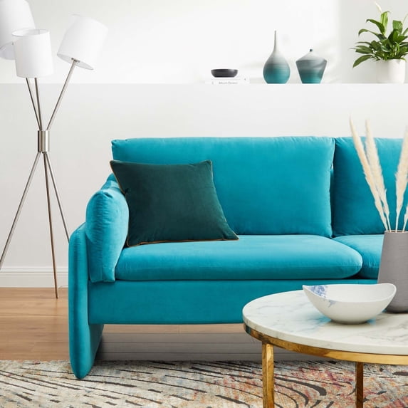Modway Indicate Performance Velvet Sofa, Blue