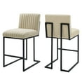 thumbnail image 1 of Modway Indulge Channel Tufted Fabric Counter Stools - Set of 2 in Beige, 1 of 10