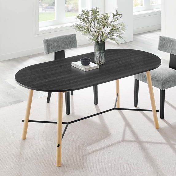 Infuse 71" Wood Grain Dining Table in Black Oak