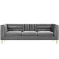 thumbnail image 1 of Modway Ingenuity Channel Tufted Performance Velvet Sofa in Gray, 1 of 6