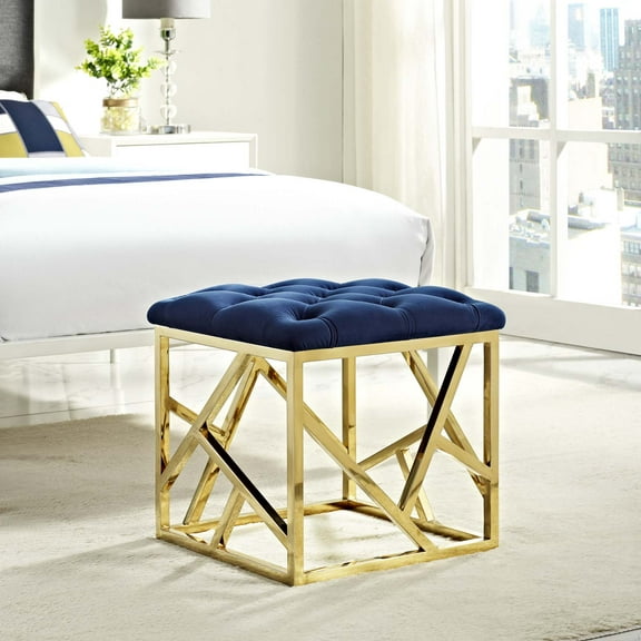 Modway Intersperse Ottoman in Gold Navy