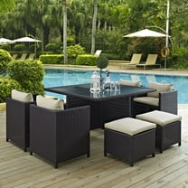 Modway Inverse 9 Piece Outdoor Patio Dining Set in Espresso Beige