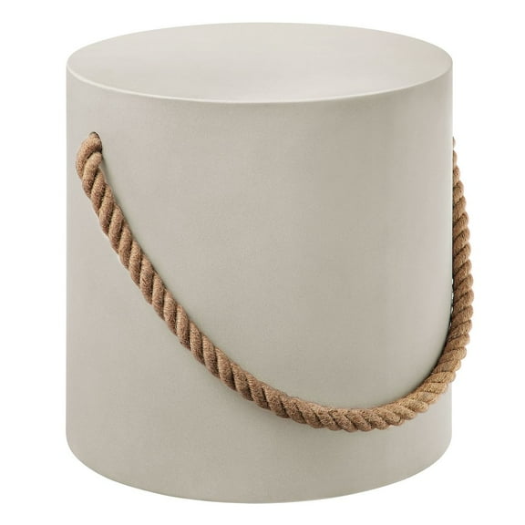 Modway Isera Indoor - Outdoor Patio Rope Concrete Side Table Stool in Light Gray