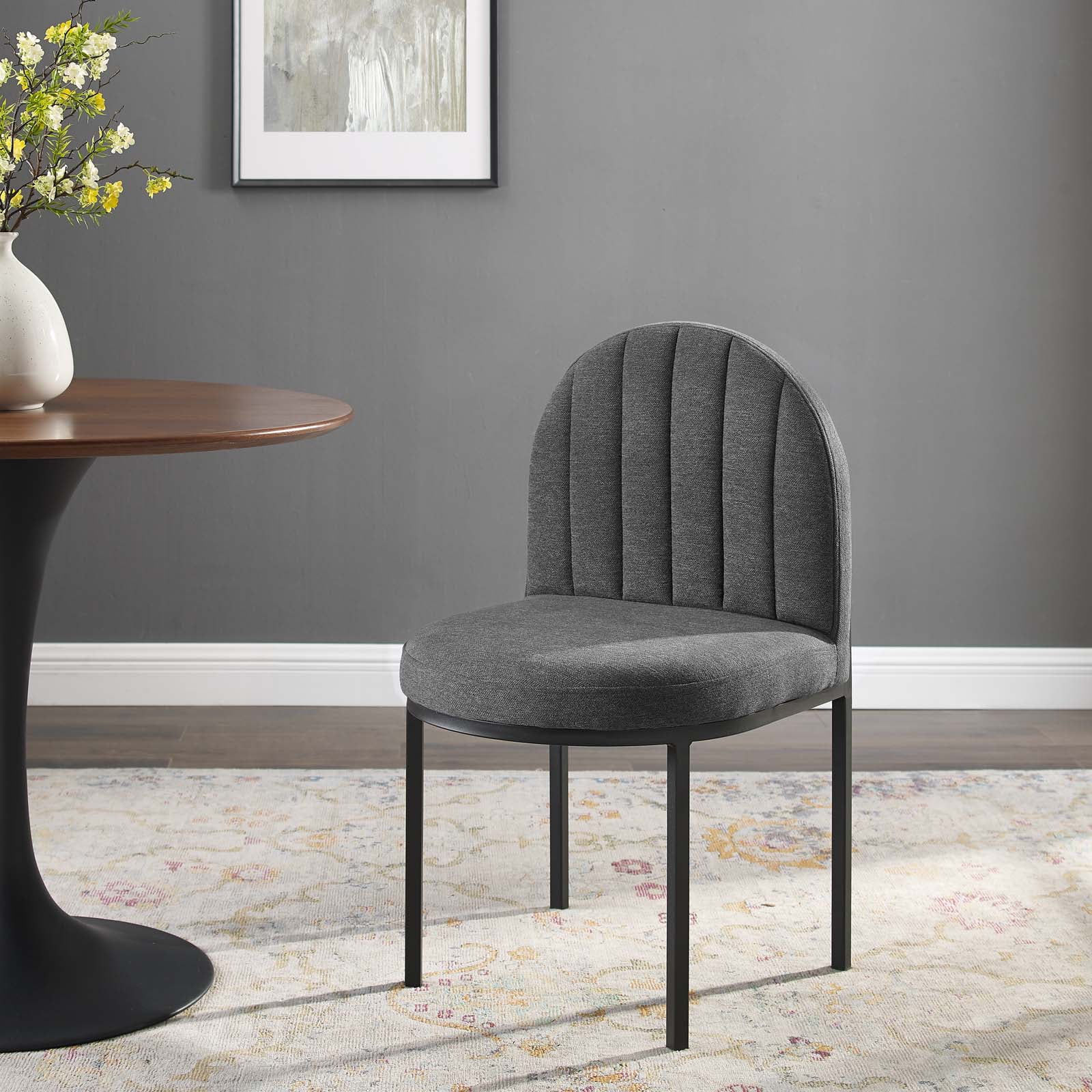Gray Channel Tufted Upholstered Parsons Dining Chair