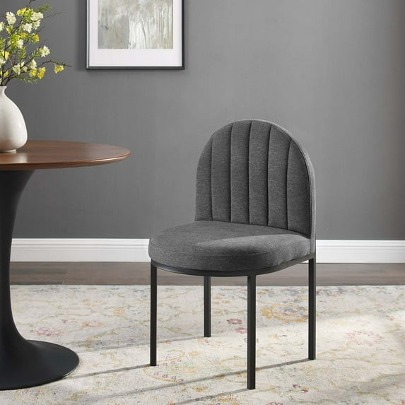 Modway Isla Channel Tufted Upholstered Fabric Dining Side Chair in Black Charcoal