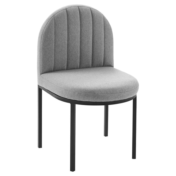 Modway Isla 18" Channel Tufted Fabric Dining Side Chair in Black/Light Gray