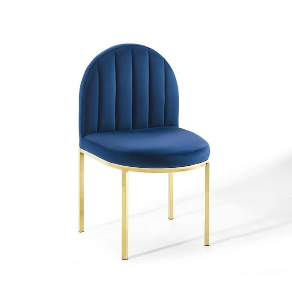 Modway Isla Channel Tufted Performance Velvet Dining Side Chair in Gold Navy