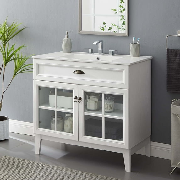 Modway Isle 36" Bathroom Vanity Cabinet in White White